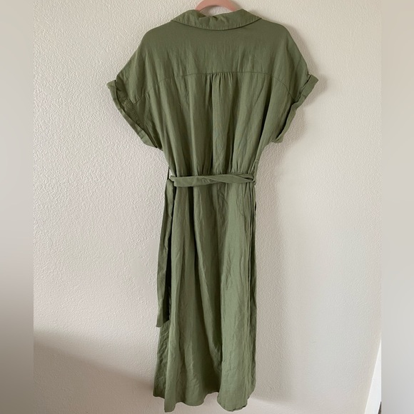 NWT! Zara Light Khaki Linen Blend Dress - Size Large (runs small!) - Picture 6 of 6